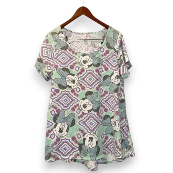 LulaRoe Pastel Comfy Casual Minnie Mouse Girly Travel Resortwear Shirt - Picture 1 of 7